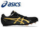 ★日本陸連推奨品！毎日のハードな練習に対応する耐久性！オールウェザー/土トラック兼用★【アシックス　asics】【シューズ　靴】陸上 スパイク エフォート 13 メンズ レディース 男女兼用 1093A167 (003) ブラック/ピュアゴールド [240412]