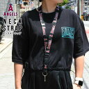 エンゼルス ネックストラップ ブラック レッド ロサンゼルス アナハイム Los Angeles ANGELS ロゴ ストラップ スマホストラップ おしゃれ エンジェルス MLB メジャーリーグ ベースボール 野球 アメリカ 雑貨