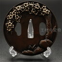 日本刀装具 刀鍔 桜樹の図 銅地 金工 細工 鍔 つば 居合用 刀剣美術 インテリア置物