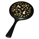 山中塗 手鏡 黒 花の小路【和風 】【鏡 ミラー】【海外へのおみやげ】【贈り物 プレゼントにも】【母の日 敬老の日】【Made in Japan】