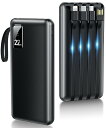 モバイルバッテリー急速充电【2024新型・4本ケーブ内蔵】22800mah pse认证済2way入力5台同时充电軽量薄型led残量表示最大2.4a出力防灾ledライト多重保护机内持込み可iphoneアンドドロップ対応