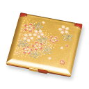 山中塗 角 コンパクトミラー 箔工芸 花あかり【和風 】【鏡 ミラー】【海外へのおみやげ】【贈り物 プレゼントにも】【母の日】【敬老の日】【Made in Japan】