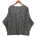 【中古】シセンドウ 詩仙堂 HITOSHI TAMURA 総柄 ちりめん ドルマンスリーブ ブラウス カットソー 長袖 ブラック 黒 日本製 レディース 【ベクトル 古着】 240613