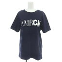 【中古】アメリカーナ AMERICANA AMRCN 半袖Tシャツ カットソー ロゴ プリント 紺 白 ネイビー ホワイト /DF ■OS レディース 【ベクトル 古着】 241024