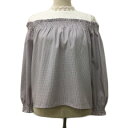 【中古】マジェスティックレゴン MAJESTIC LEGON カットソー プルオーバー フリルネック スタンドカラー 切替 ギンガムチェック レース ギャザー シャーリング 長袖 S 紫 白 パープル ホワイト レディース 【ベクトル 古着】 240607