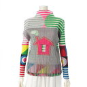 プリーツプリーズ イッセイミヤケ PLEATS PLEASE ISSEY フリンジ 家柄 変形 ボトルネック 長袖 カットソー トップス PP71-JK573 マルチカラー 3【中古】【正規品保証】