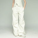 フェン・チェン・ワン Feng Chen Wang ダメージ加工 切替 ワイド デニムパンツ FCWFWS19TR03 ブランド レディース デニムパンツ ジーンズ ワイドパンツ