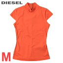 ★DIESEL ディーゼル レディース★フレンチスリーブ バックジップ ハイネック ストレッチ スーパースリムフィット 半袖Tシャツ カットソー【T-SKICUP-MOCK】【サイズM】【オレンジ】die-l-t-e8-p87 《メーカー希望小売価格14,300円》