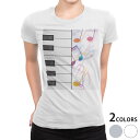 tシャツ レディース 半袖 白地 デザイン M L 白 ホワイト グレー Tシャツ ティーシャツ T shirt 002563 ラブリー 音楽　ピアノ　カラフル