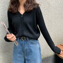 メゾンドラティール maison de LATIR 大人っぽく合わせやすいリブカーディガン (ブラック)