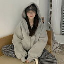 パーカー フーディー アウター プルオーバー 送料無料 長袖 前開き ファスナー ジップアップ ポケット レディース かわいい 大人可愛い きれいめ 上品 こなれ感 シンプル カジュアル 主役級 存在感 個性的 スポーティー ゆったり ルーズ お出かけ パーカー グレー S M L XL