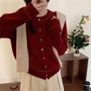 春 コーデ レディース ファッション オシャレ アイテム カワイイ コーデ シンプル きれい ナチュラル 上品カジュアル 用 韓国ファッション カジュアル ラウンドネック ストライプ ボタン ニットアウター カーディガン