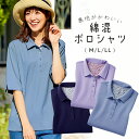 裏地がかわいい綿混ポロシャツ M L LL / トップス ポロシャツ カジュアル 大人 ファッション レディース 上品 30代 40代 50代 60代 70代 女性