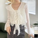 シアーフリルカーディガン ビッグカラー レディース 長袖 ブラウス リボン トップス おしゃれ かわいい 華やか きれいめ 上品 透け感 羽織り カーデ 襟付き オフホワイト ブラック ベージュ シフォン レイヤードスタイル 重ね着 大人 女性 カジュアル 春 夏 秋<a target=