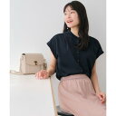 any SiS 【洗える】ダブルボタンフレンチスリーブ ブラウス (ネイビー)