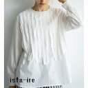 ista-ire イスタイーレレディースファッション プルオーバー　長袖 【ハイゲージ×チェックシアサッカー異素材フリル　プルオーバー】シャツ　