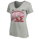 【送料無料】 アンブランデッド レディース Tシャツ トップス Women's Fanatics Branded Heather Gray San Francisco 49ers 2023 NFC Champions Plus Size Hail Mary V-Neck T-Shirt 49r Grey