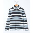 ゲスト ジョコンダ GUEST JOCONDE 【大きいサイズ】ボーダー柄 リブ編ニットセーター （グレー）