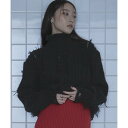 ミエット miette ハイネックダメージフリンジニット （ブラック）